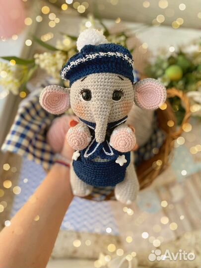 Вязаная Игрушка Слоник Моряк