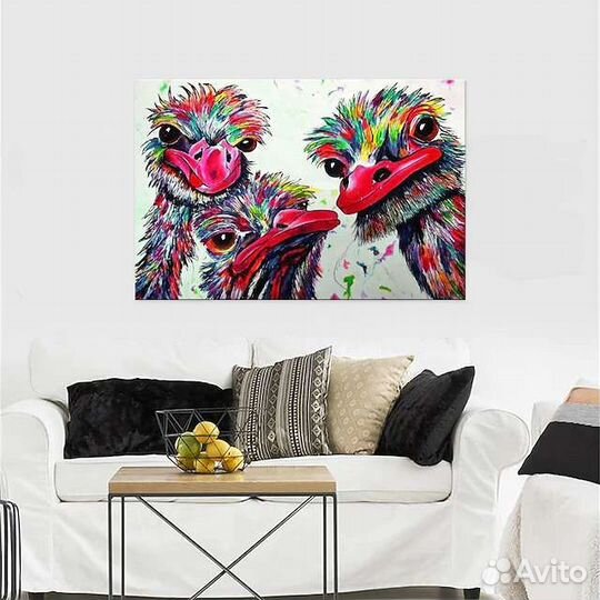 Картина маслом Семья страусов