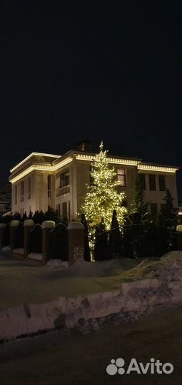 Освещение фасада. Монтаж гибкого неона и новогодни