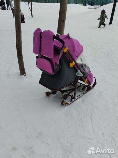 Детские санки коляска с колесами