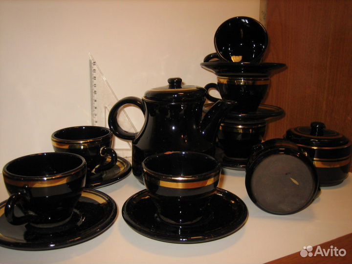Чёрный кофейный сервиз - винтаж