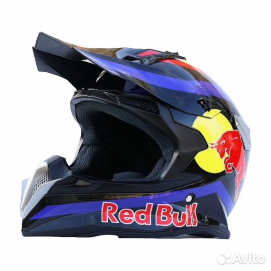 Мотошлем кроссовый WLT RED bull черно-сине-красны