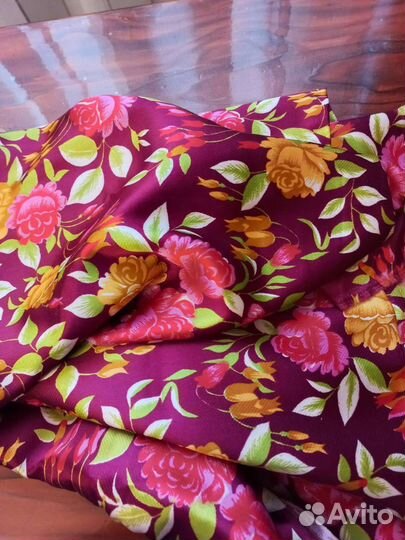 Ткань натуральная атлас СССР цветы