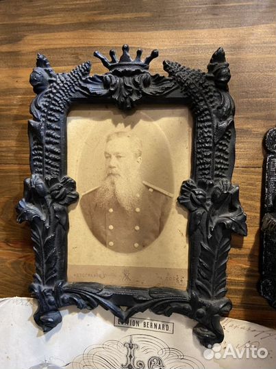 Старинная рамка для фото, чугун, кус.з