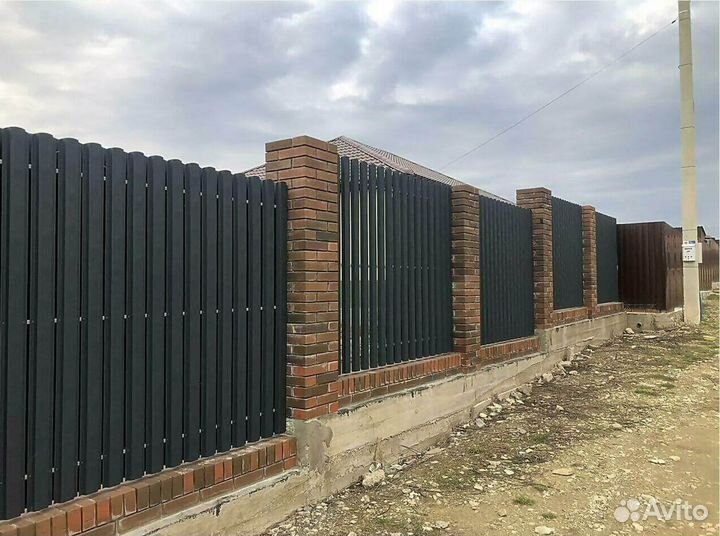 Штакетник Евротрапеция 90x0,45 графит серый