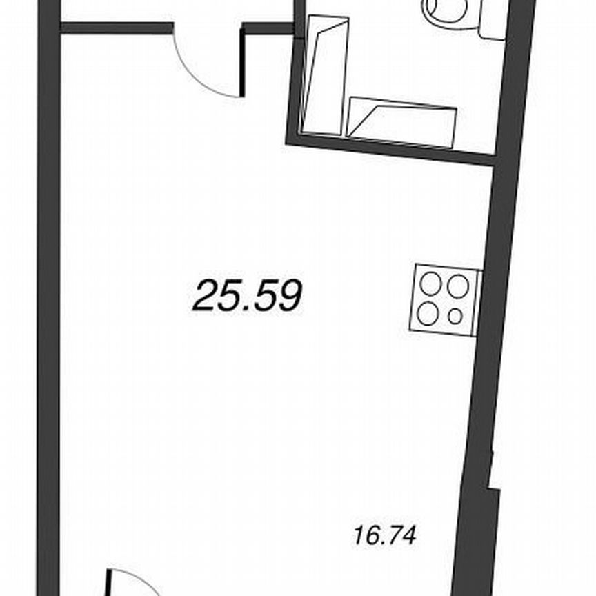 Квартира-студия, 28,5 м², 15/22 эт.