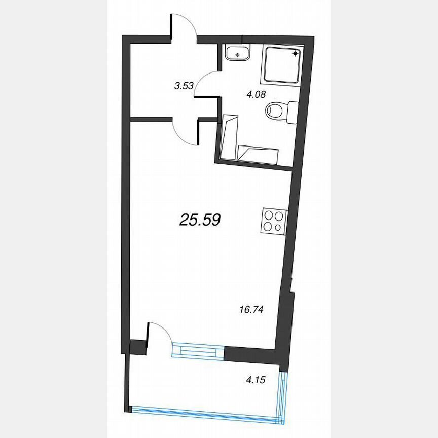 Квартира-студия, 28,5 м², 15/22 эт.