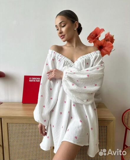 Платье из муслина с сердечками