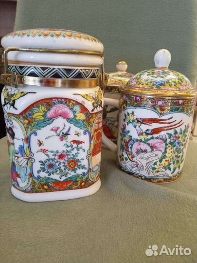 Китайские чайник, чайница, ваза, чашка