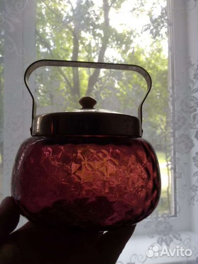 Сахарница новая цветное стекло СССР