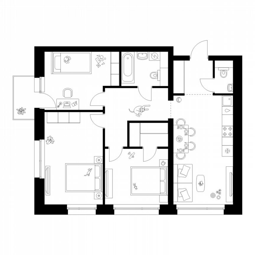 3-к. квартира, 76,8 м², 6/45 эт.