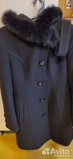 Зимнее пальто с мехом песца