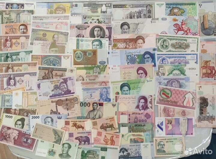 Большой набор банкнот 77шт