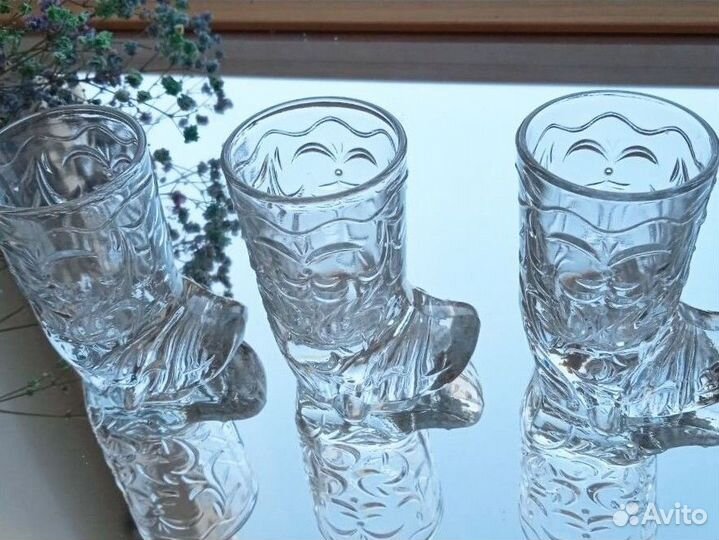 Рюмка - сапожок СССР Гусь хрустальный 3 шт