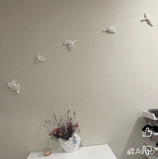 Птички на стену, стая птиц, птицы декор панно 5 шт