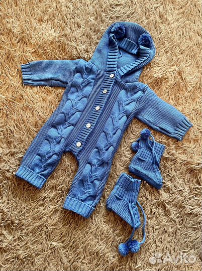 Комплект для выписки, вязанный для мальчика