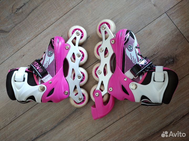 Детские ролики и защита 31-34 розовые