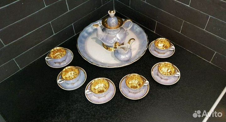 Чайный (кофейный) сервиз в голубом цвете