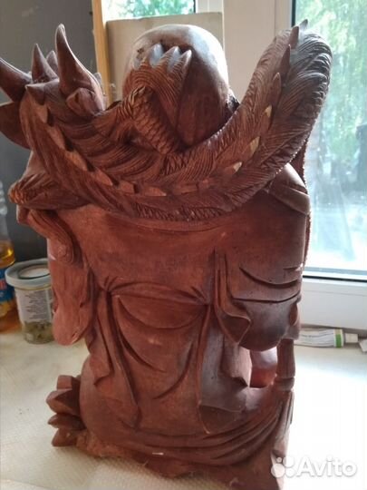 Статуэтка-резьба по дереву. Будда и дракон