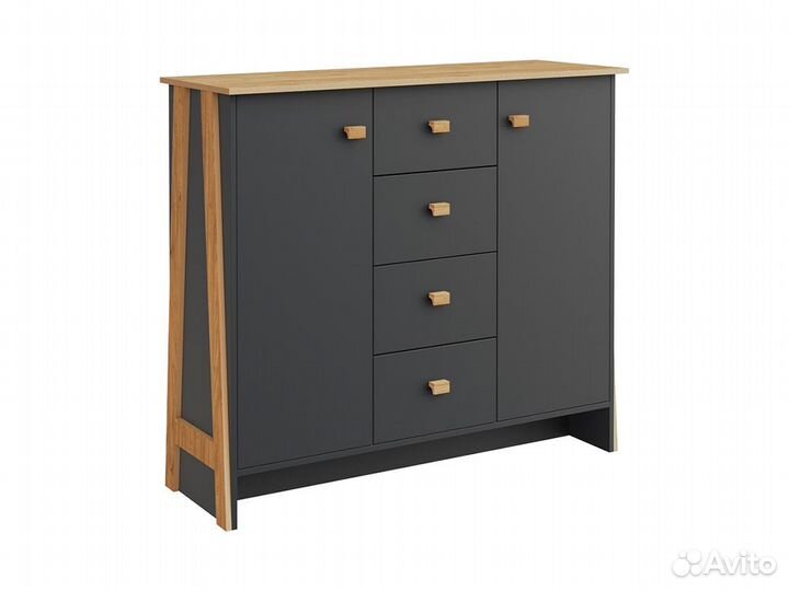 Тумба 2Д4Я скандинавия, Графит + Дуб Наварра