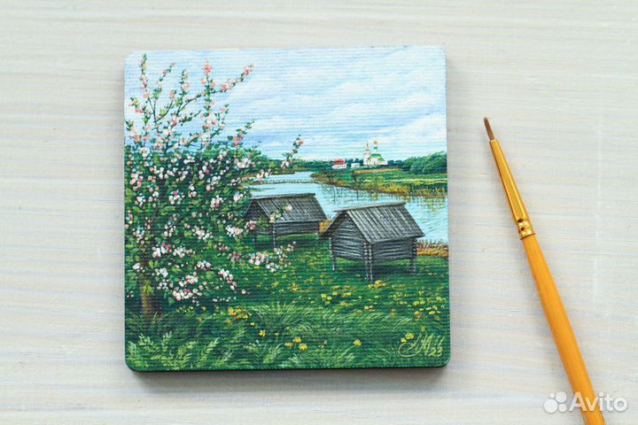 Сувенир магнит. Миниатюрная картина. Суздаль