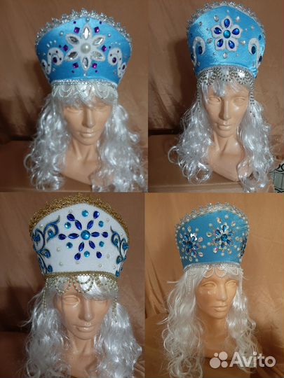 Кокошник Снегурочки с бусами