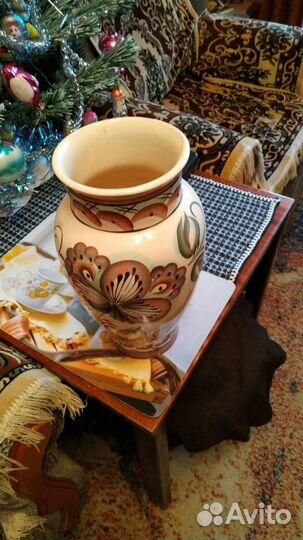 Ваза керамическая СССР. Винтаж. Ручная роспись