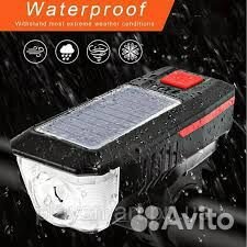 Велосипедный Фонарь на Солнечной Батарее с Сигнало