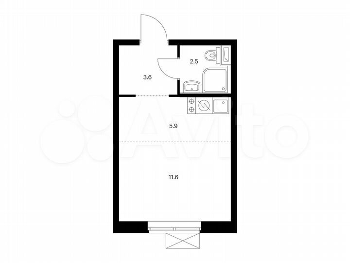 Квартира-студия, 23,6 м², 22/33 эт.