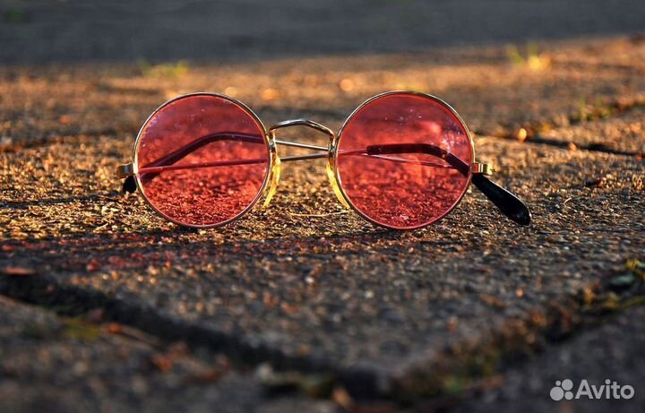 Очки Джона Леннона розовые Хиппи