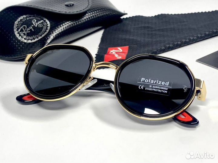 Очки Ray Ban Ferrari золотые