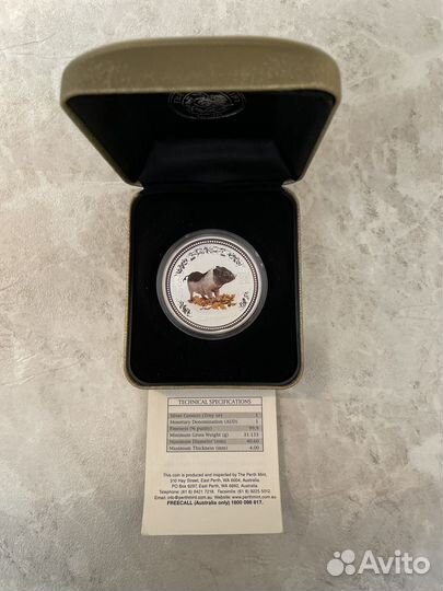 Серебряная монета. Год свиньи. Австралия 2007 г