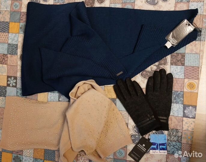Шарф женский и мужской 2 шт+перчатки женские новое