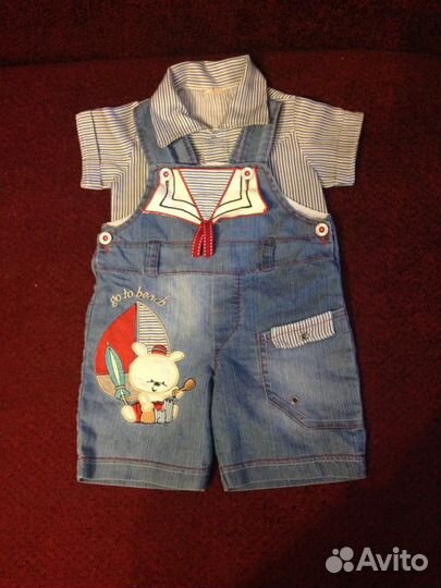 Летний костюм на мальчика (полукомбинезон и рубашк