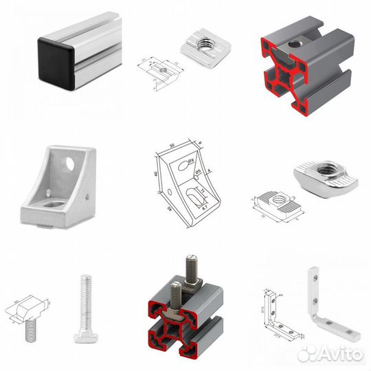 Крепеж комплектующие для конструкционного профиля