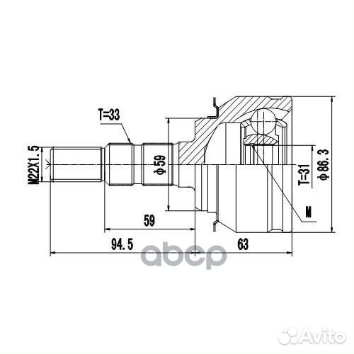 ШРУС наружный chevrolet cruze J300 (09-) Z87351R