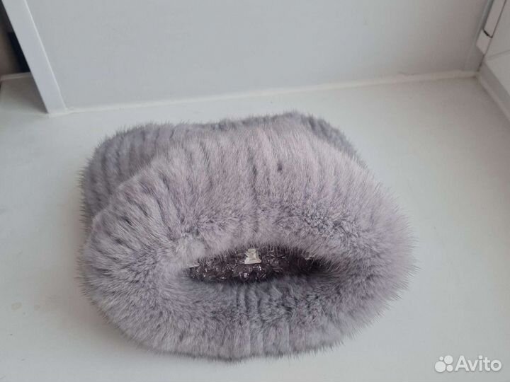 Шапка норковая вязаная