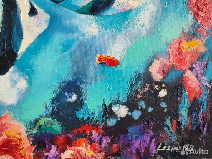 Картина маслом с рыбками