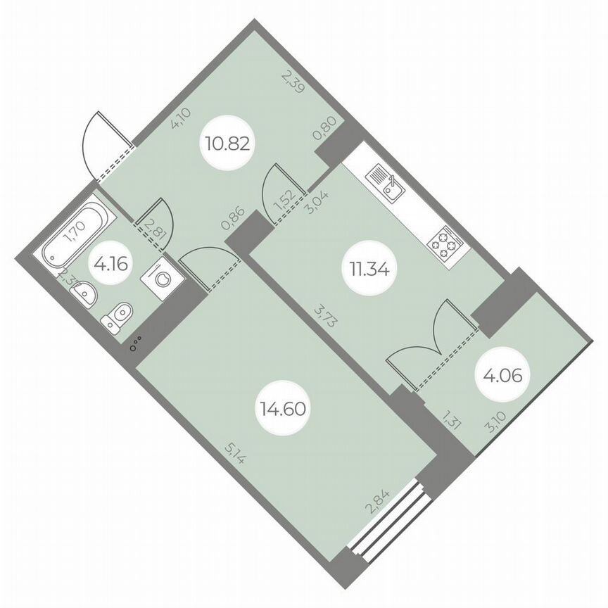 1-к. квартира, 42 м², 19/20 эт.