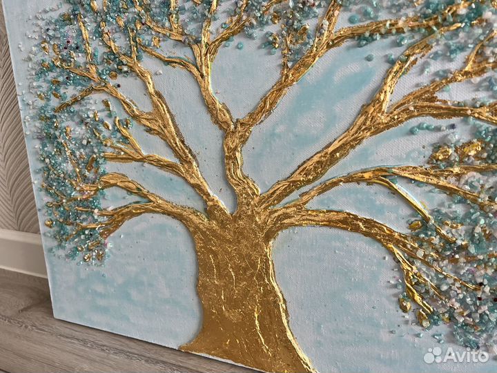 Интерьерная картина ручная работа.Золотое дерево