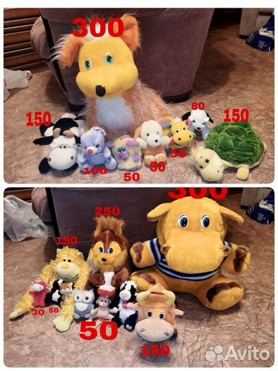 Мягкие игрушки, много