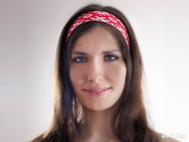 Славянское очелье Орепей белое с красным В наличии