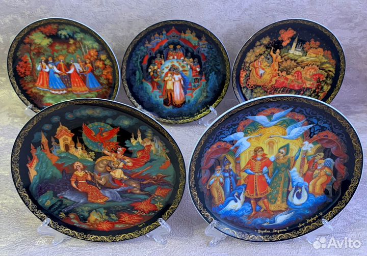 Коллекция 5 тарелок Палех (20см). Русские сказки