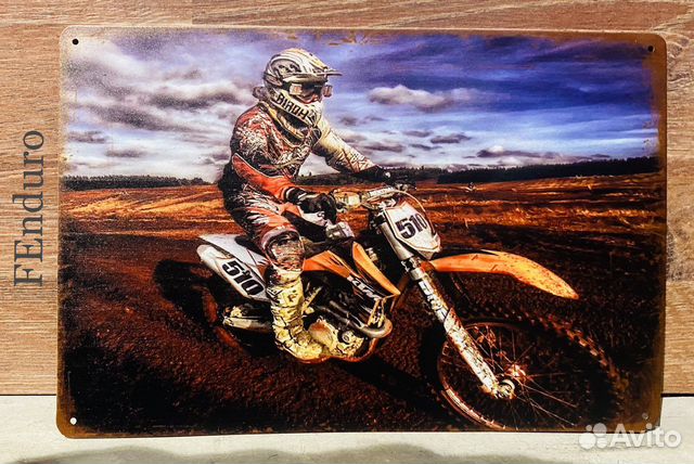 Металлический постер с изображением мотоцикла