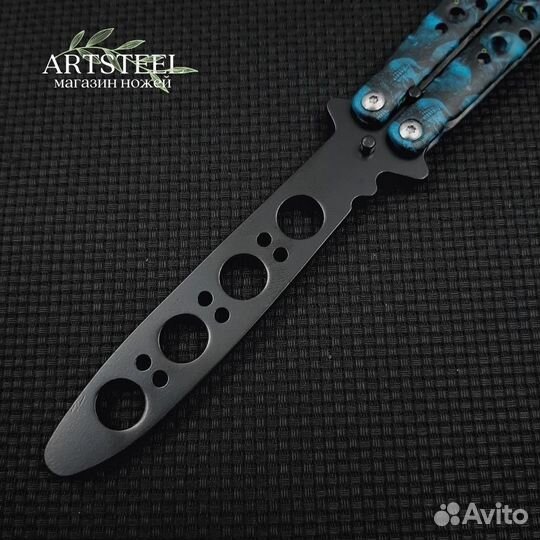 Тренировочный Нож-бабочкa (Skull, TR02-BL)