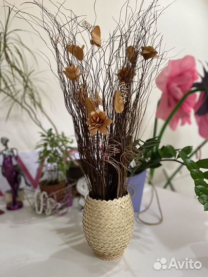 Деревянные цветы интерьерные