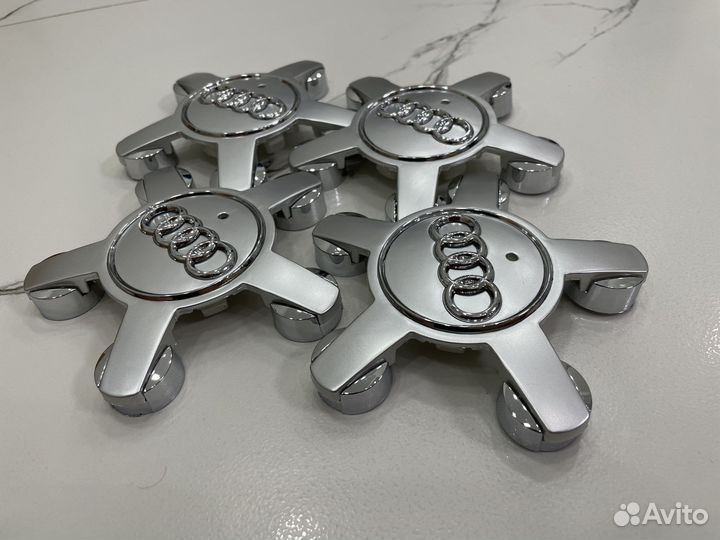 Колпачки в диски Audi 135 мм серебристые краб