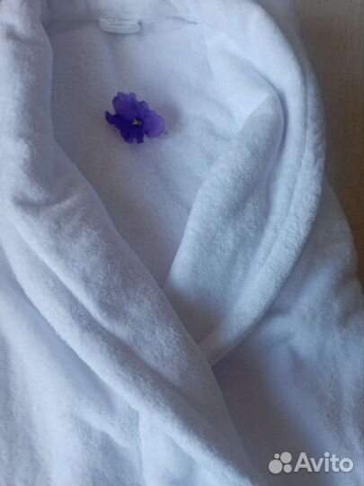 Халат велюровый Премиум белый-белый