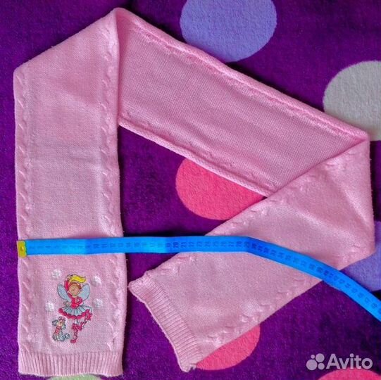 Шарф детский: ярко розовый и розовый с балериной