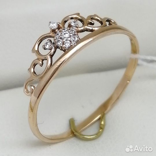 Кольцо / размер 19 / 1,10г / Золото585 / фианиты круглые